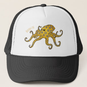 Casquette Illustration de poulpe à anneau bleu