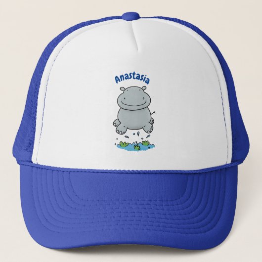 Casquette Illustration de saut en hippo mignon (Devant)