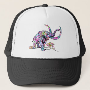 Casquette Illustration d'éléphant vintage aux couleurs vives