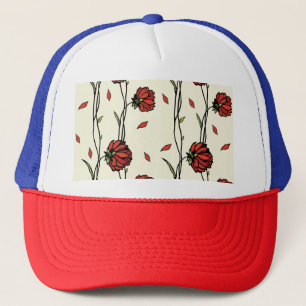 Casquette Illustration des fleurs rouges vintages
