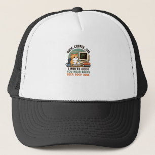 Casquette Illustration d'humour de programmeur de chat de ca