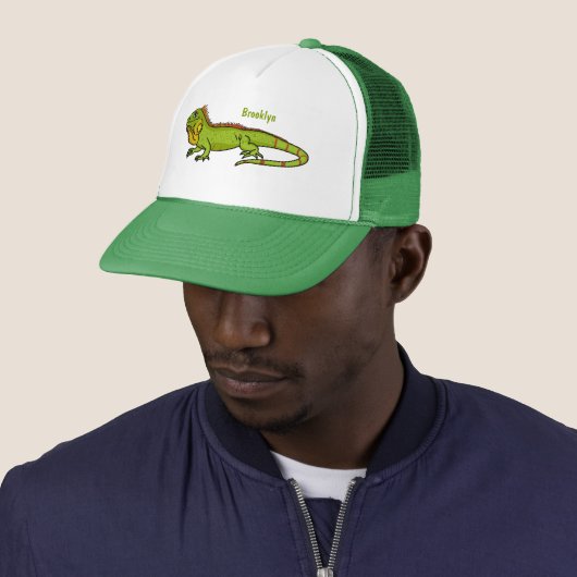 Casquette Illustration d'iguane vert heureux (En situation)