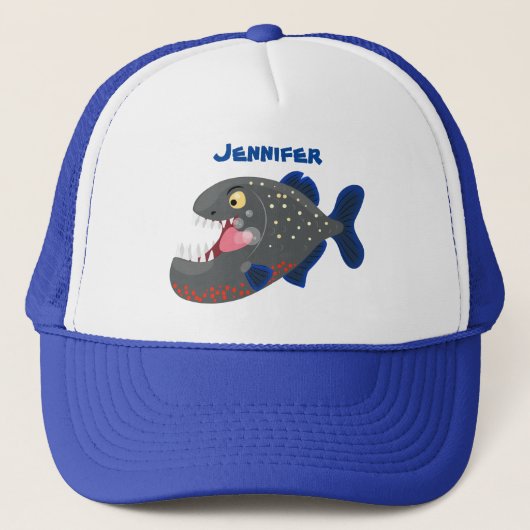 Casquette Illustration drôle de piranha affamée (Devant)