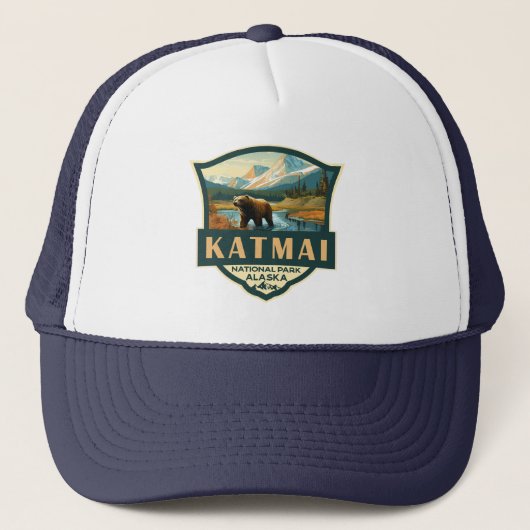 Casquette Illustration du parc national de Katmai Badge rétr (Devant)