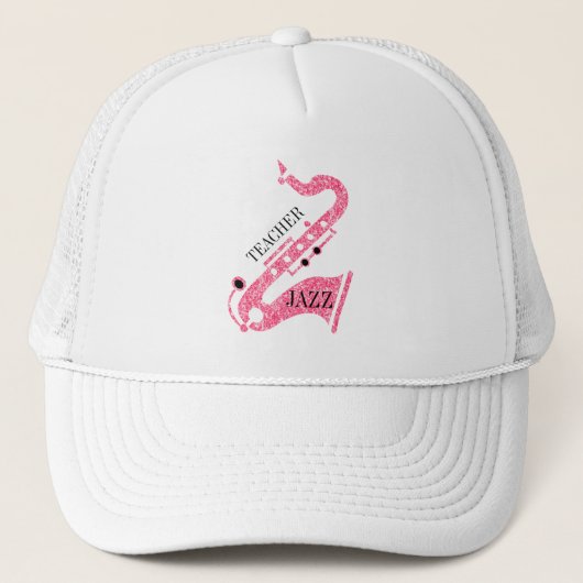 Casquette Illustration du saxophone Parties scintillant rose (Devant)