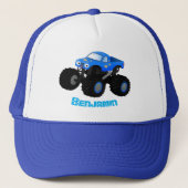 Casquette Illustration d'un camion monstre bleu mou (Devant)
