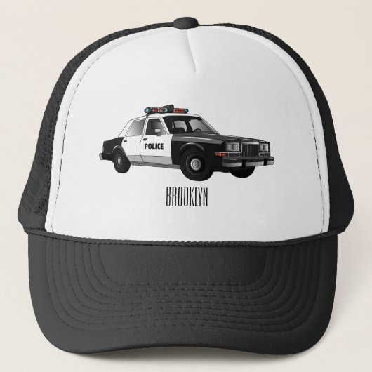 Casquette Illustration d'une voiture de police (Devant)