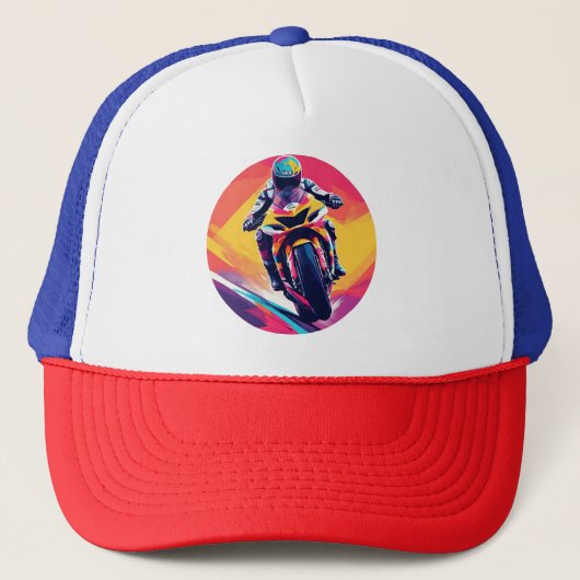 Casquette Illustration dynamique de motard en course (Devant)