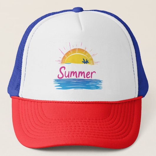 Casquette Illustration Sunset Summer Beach (Devant)