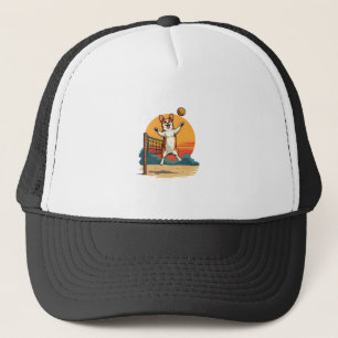 Casquette Illustration vectorielle de volley-ball Corgi vint