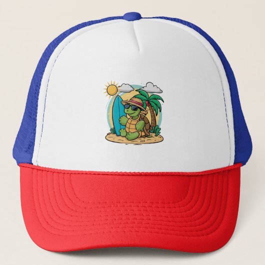 Casquette Illustration vectorielle d'une tortue verte (Devant)