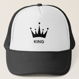 Casquette Image de couronne de texte ROI blanc et noir