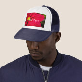 Casquette Image de fleur rouge imprimée avec ajout de texte- (En situation)