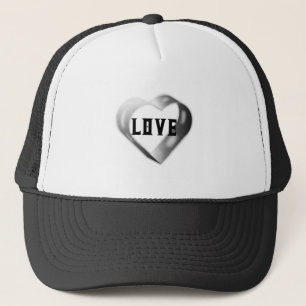 Casquette Image de texte Coeur d'amour blanc et noir Basebal