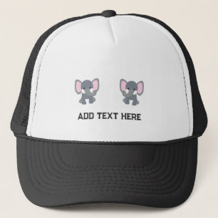 Casquette Image Eléphant Cute personnalisée avec Texte noir