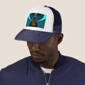 Casquette Impression d'art abstrait cyan (En situation)