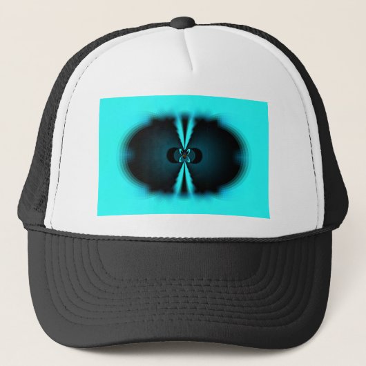 Casquette Impression d'art abstrait cyan et noir (Devant)