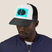 Casquette Impression d'art abstrait cyan et noir (En situation)
