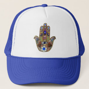 Casquette Impression d'art opale cœurs Hamsa Judaica