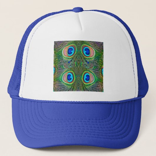 Casquette Impression kaléidoscope de plumes de paon (Devant)
