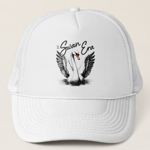 Casquette Impression noire de l'ère du cygne vintage