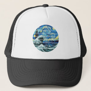 CASQUETTE IMPRESSIONNISME NUIT ÉTOILÉE VAGUE DE KANAGAWA ART