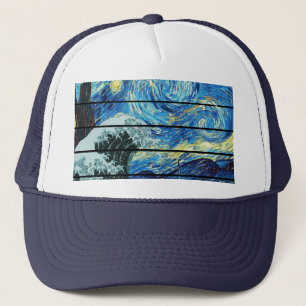 CASQUETTE IMPRESSONISME NUIT ÉTOILÉE VAGUE DE KANAGAWA ART