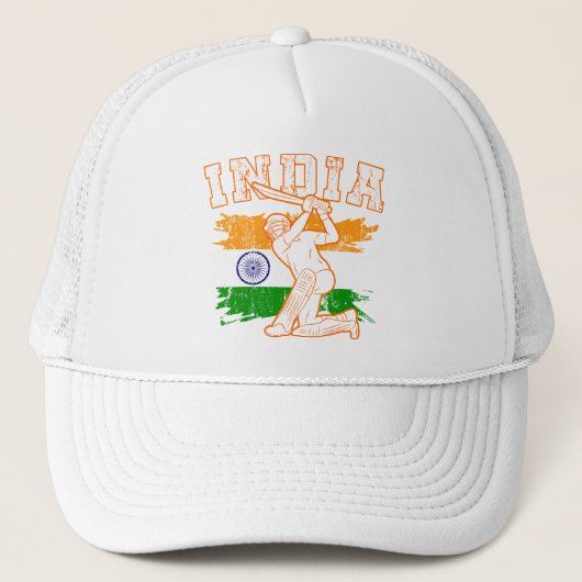 Casquette Inde Indian Cricket Player Batsman Design Trucker (Devant)
