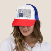 Casquette Indigo Bleu Beige Floral Patchwork (En situation)