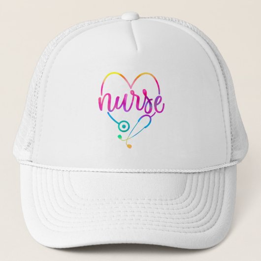 Casquette "Infirmière" avec stéthoscope en forme de coeur (Devant)
