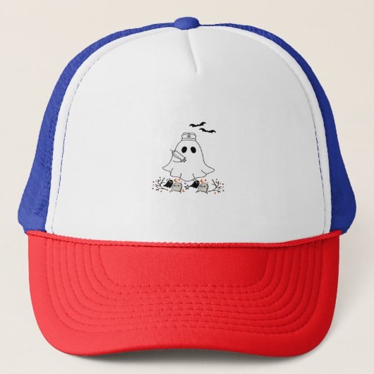 Casquette Infirmière Ghost mignonne Halloween Design T-shirt (Devant)