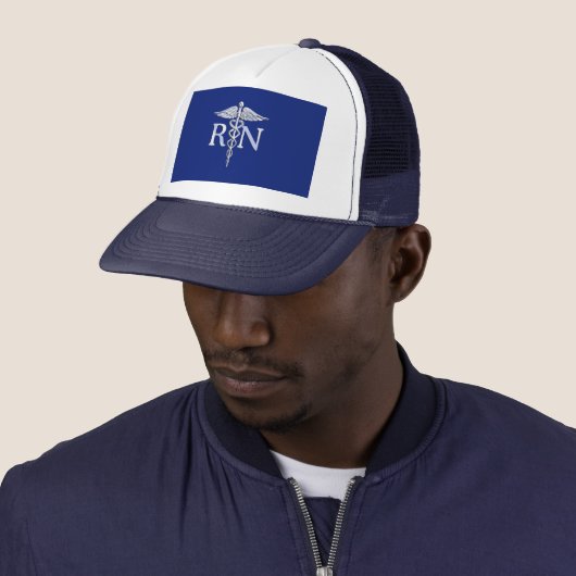 Casquette Infirmière inscrite RN Silver Caduceus Navy Blue d (En situation)