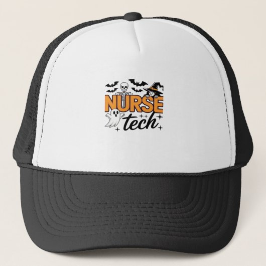Casquette Infirmière technicienne - Halloween - avec squelet (Devant)