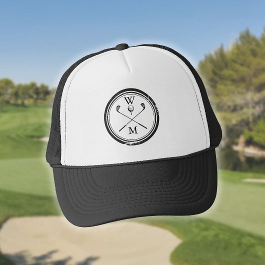 Casquette Initiales monogramme Golf noir et blanc