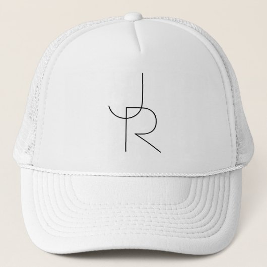 Casquette Initiales superposées | Noir sur blanc (Devant)