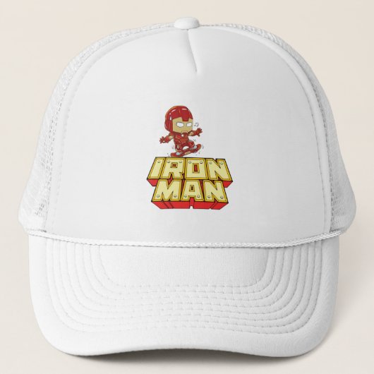 Casquette Iron Man Chibi Ridicule en Skateboard  (Devant)