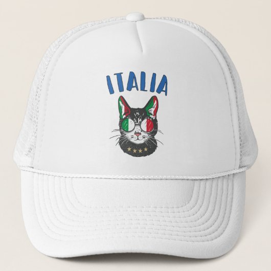 Casquette Italie Soccer Chat Mascotte drapeau italien (Devant)