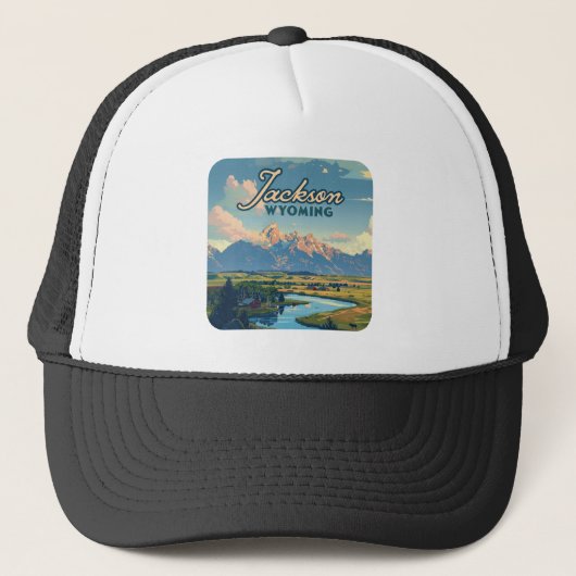 Casquette Jackson Hole Wyoming Ranch Tetons Mountains Retro (Devant)