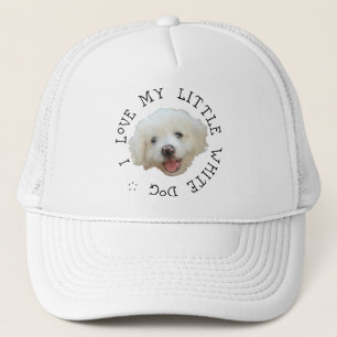 Casquette J'adore mon petit chien de sauvetage blanc