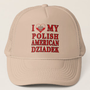 Casquette J'Ai Coeur Mon Polonais Américain Dziadek