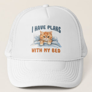 Casquette J'ai des plans avec mon lit - Cosy Orange Chat