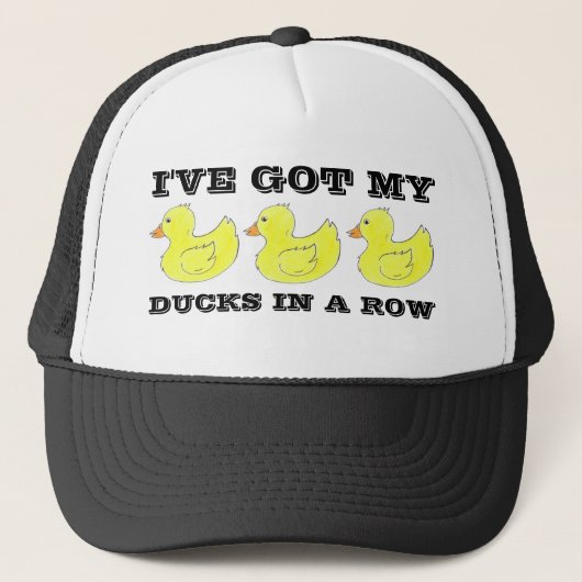 Casquette J'ai mes canards dans une rangée de canard en caou (Devant)