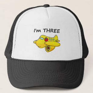 Casquette J'ai trois ans, avion jaune