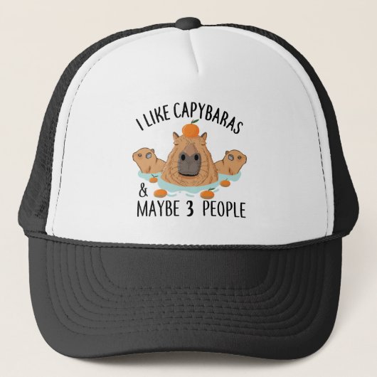 Casquette J'aime Capybaras et peut-être 3 personnes Funny Ba (Devant)