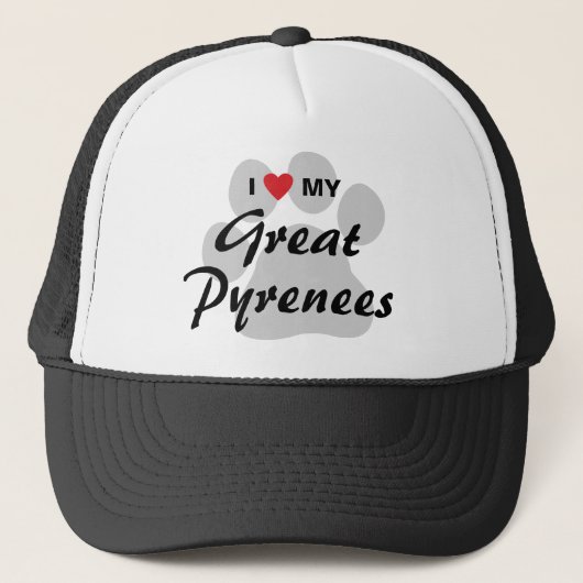 Casquette J'aime (coeur) mes Grands Pyrénées (Devant)