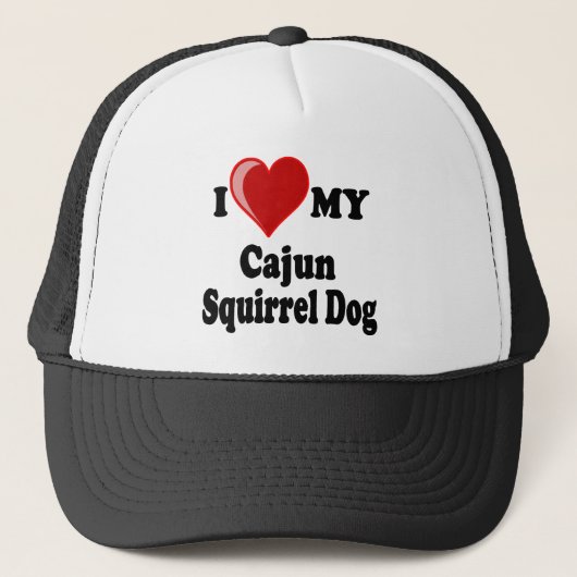 Casquette J'aime (coeur) mon chien d'écureuil de Cajun (Devant)