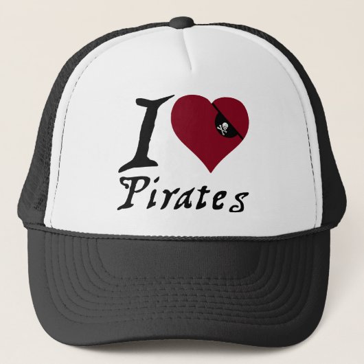 Casquette J'aime des pirates (de coeur) (Devant)