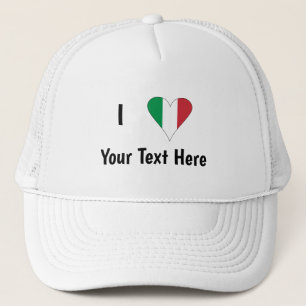 Casquette J'aime (drapeau italien cœur) Votre Texte
