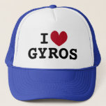 Casquette J'aime Gyros Amateur grec de nourriture camionneur<br><div class="desc">J'aime le chapeau de camionneur Gyros Grec amateur de nourriture. casquette cool pour l'amour de la cuisine grecque. Disponible en bleu et d'autres couleurs. Idéal pour cuisinier,  cuisinier,  amis,  famille... </div>