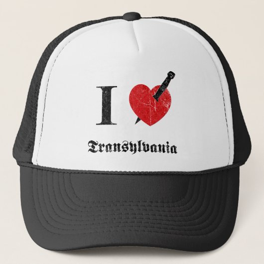 Casquette J'aime la Transylvanie (la police érodée par noir) (Devant)